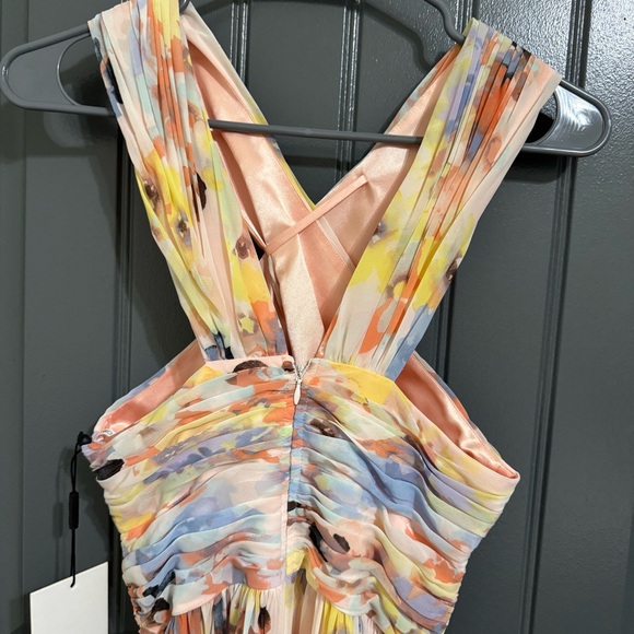 NWT Calvin Klein Elegant Pink Floral Halter Maxi Dress - Picture 10 of 16